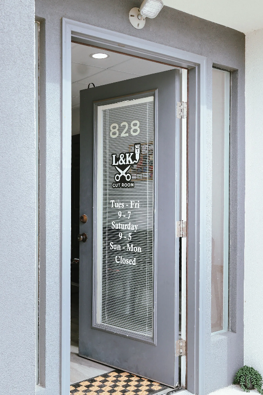 Front door of L&K Cut Room