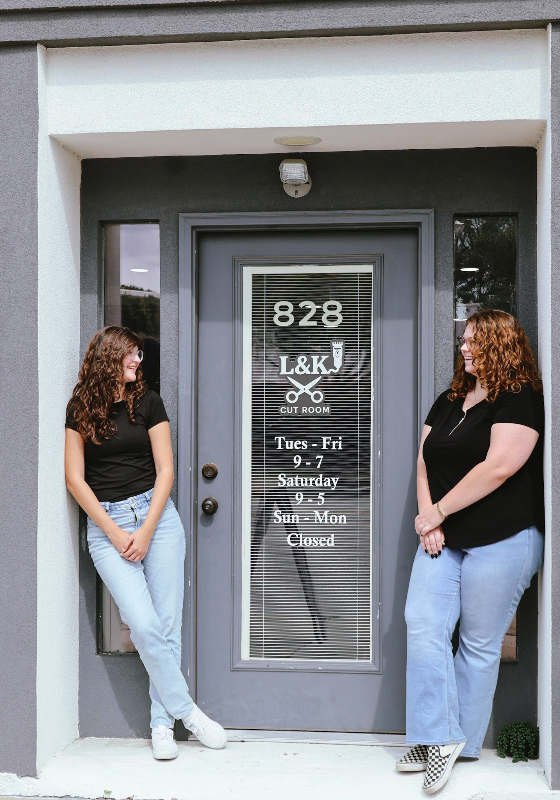In the doorway of L&K Cut Room